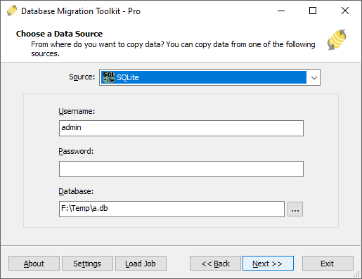 SQLite to MariaDB - Data Source